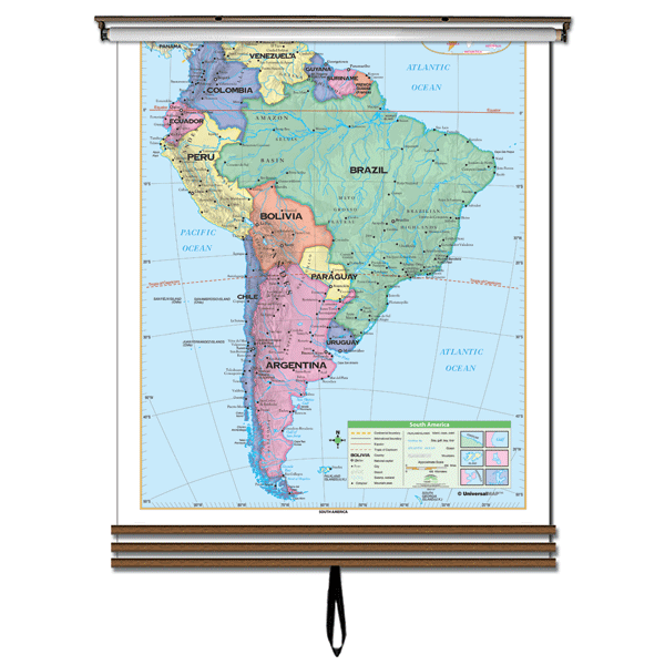 Western Hemisphere Political Map Continent Roll Down Maps Western Hemisphere Essential Wall Map Set on