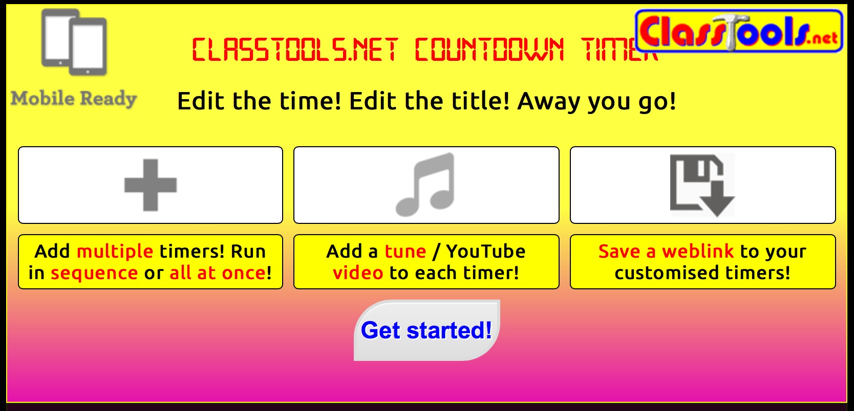 Countdown timer with sound effects run several in sequence or even