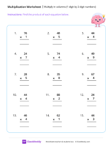 Multiply 1 digit by 2 digits - Idea | Worksheet | ClassWeekly.com
