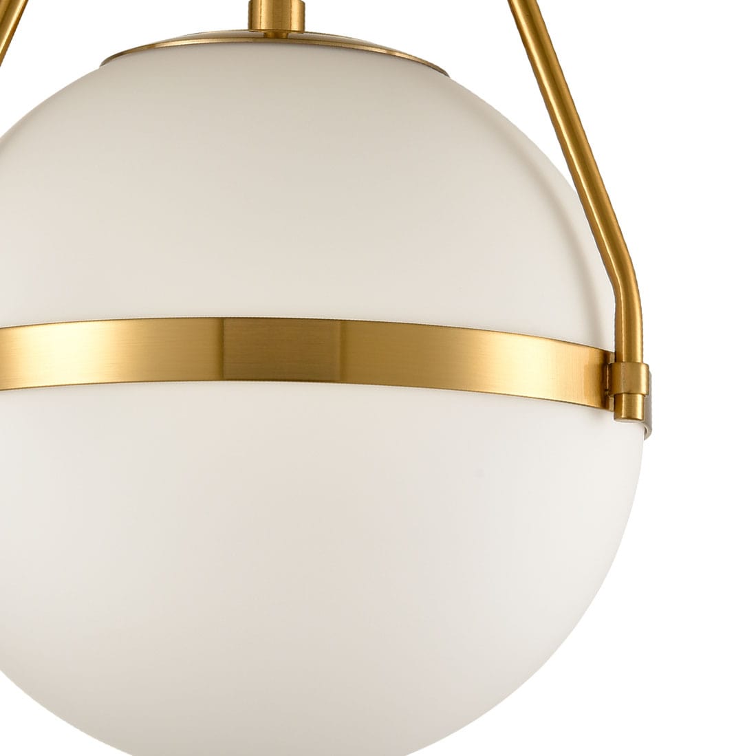 Brass Mid Century Opal Glass Shade Globe Semiflush Mount Ceiling Light
