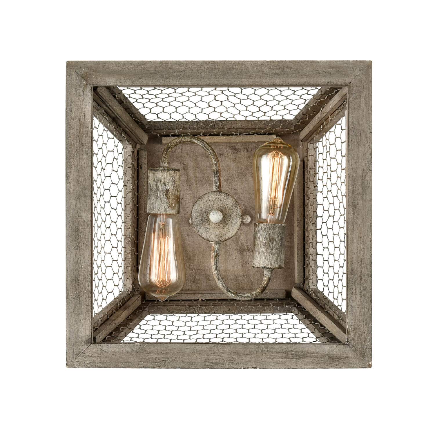 Distressed Grey Wood Rustic Flush Mount Ceiling Light Claxy