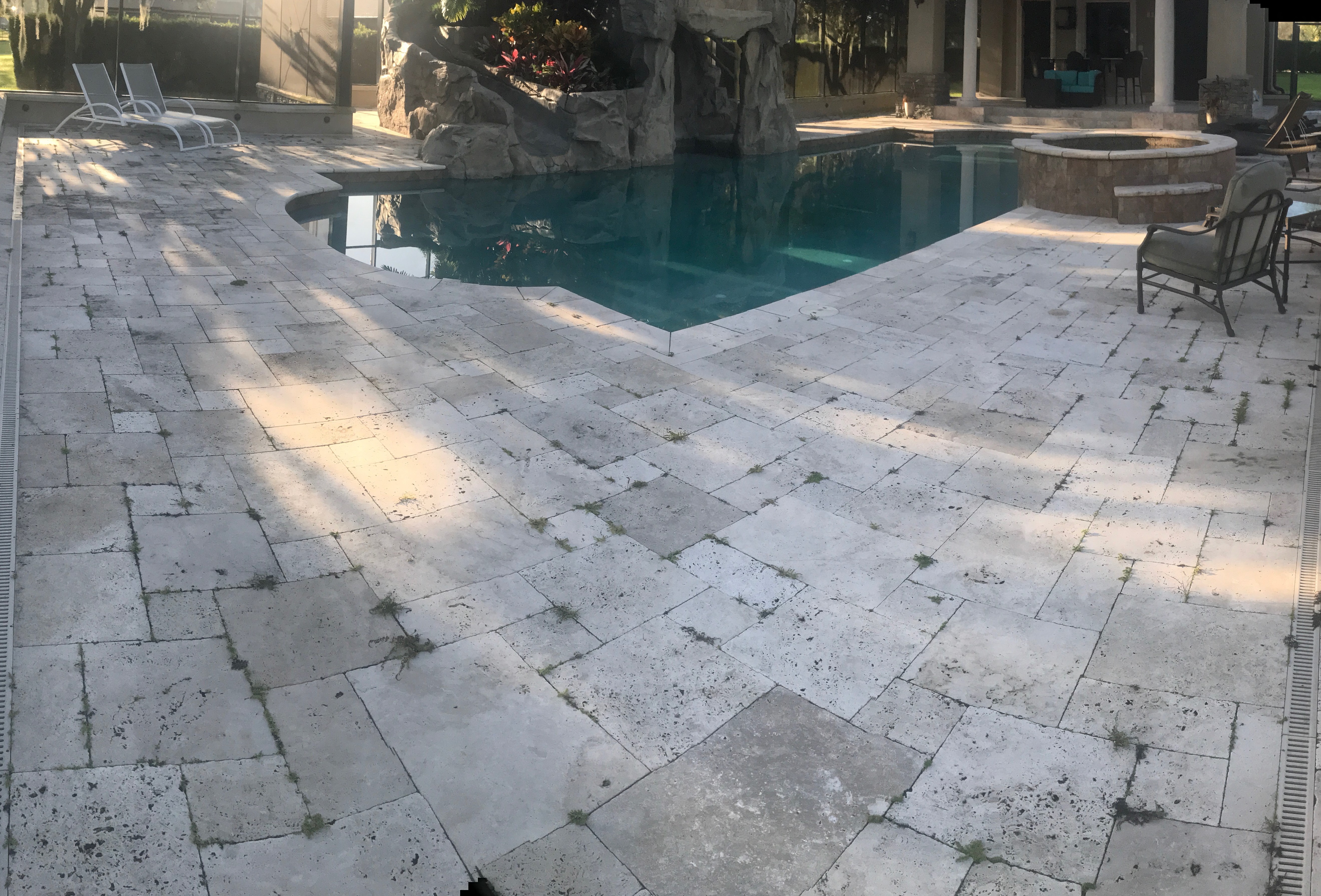 Travertine Paver Cleaning, Repair and Refinishing