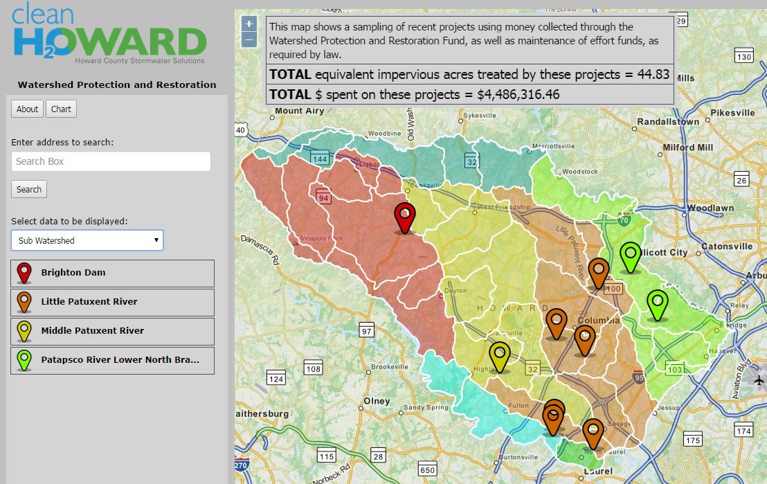 Project Map Howard County Stormwater