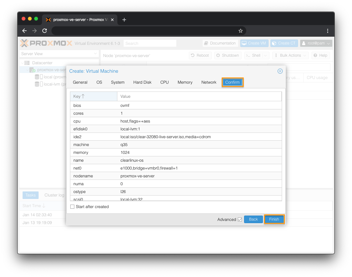 Clear Linux* OS on Proxmox* Virtual Environment — Documentation for