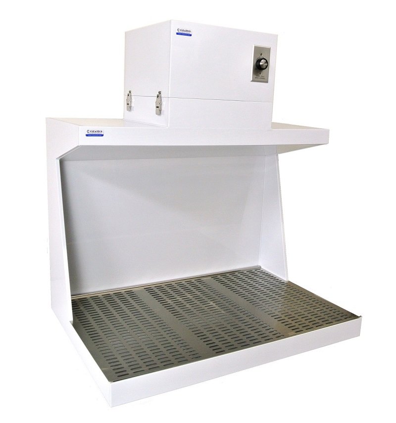 downflow hood fume ductless laboratory cleatech hoods workstation workstations exhaust chemical lab downdraft flow