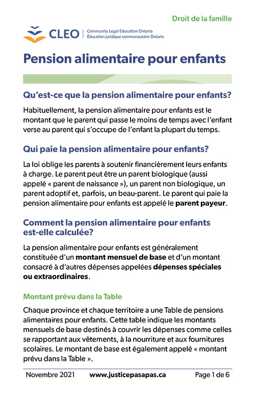 Comment le montant de la pension alimentaire pour enfants estil établi