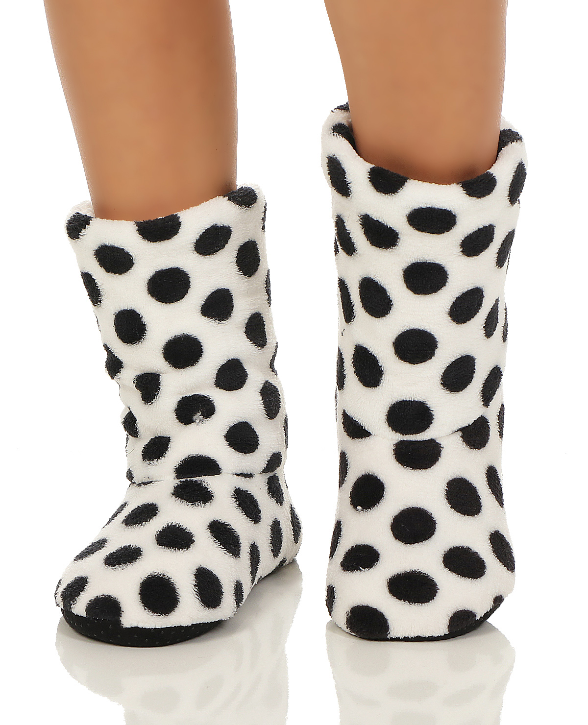 Damen Kuschelsocken Hausschuhe Hüttensocken Teddyfell ABS Sohle Sterne