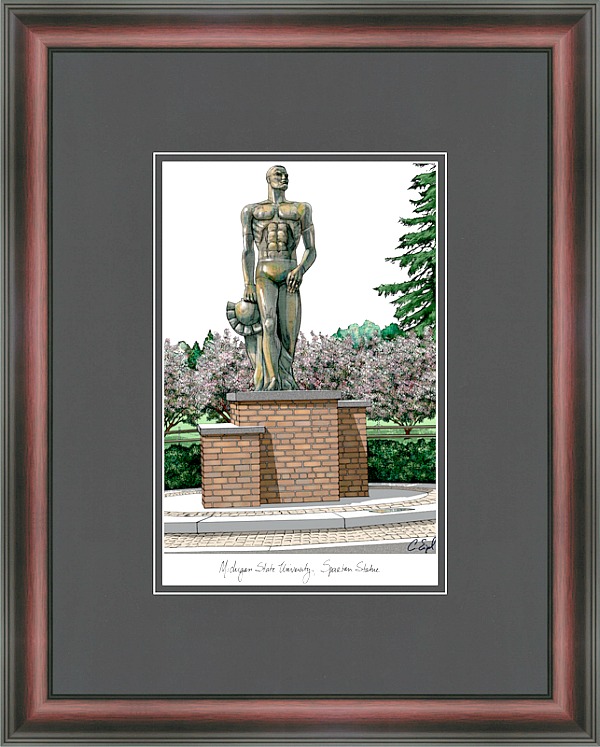 Michigan State University Spartans Framed Campus Building Landmark Art