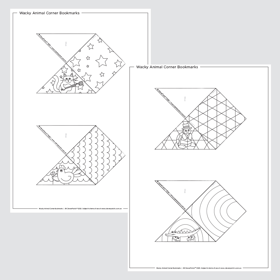 Wacky Animal Corner Bookmarks Paper & Card CleverPatch