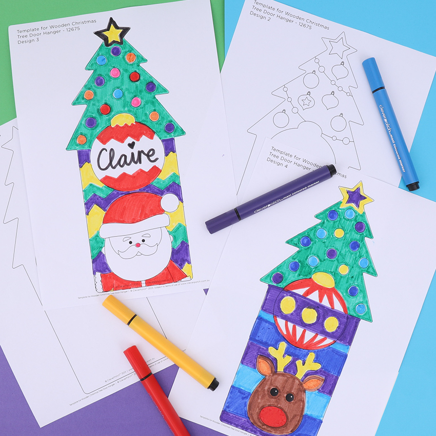 Template for Wooden Christmas Tree Door Hangers Christmas