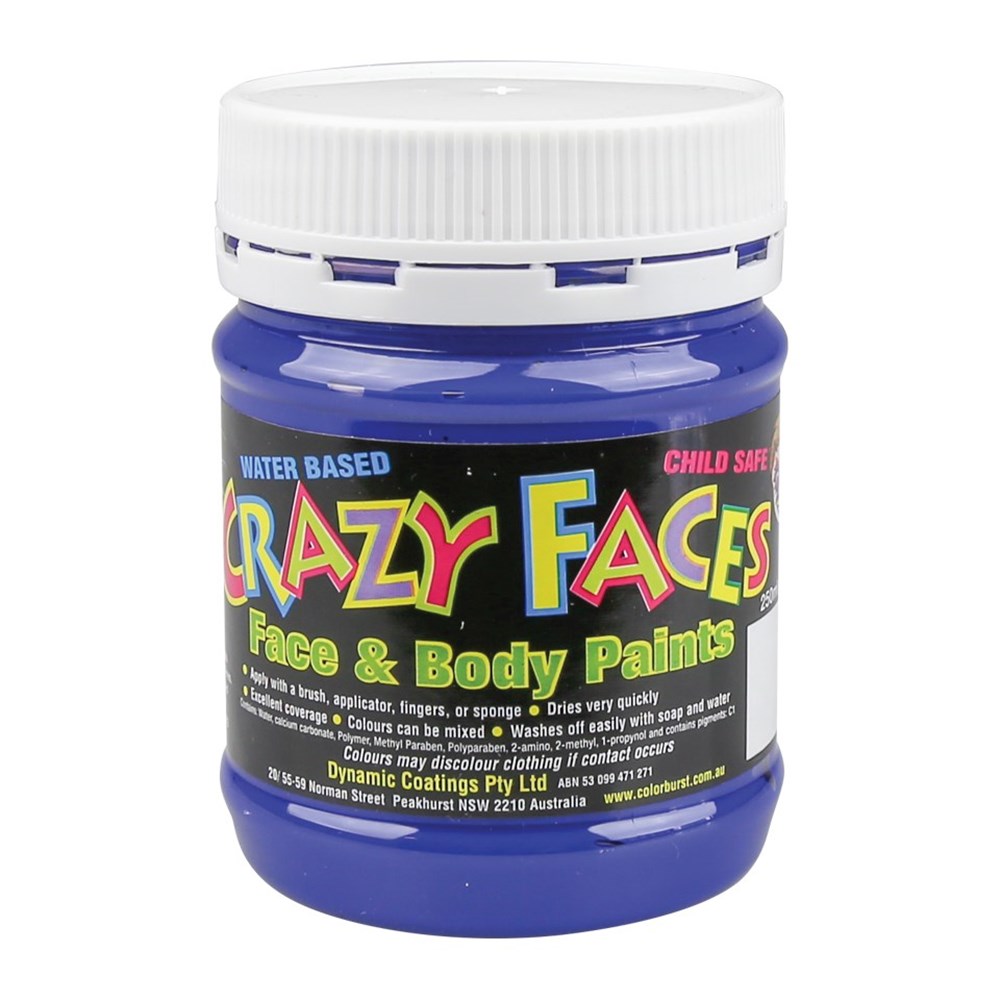 Crazy Faces Face & Body Paint Blue 250ml Face Paint CleverPatch