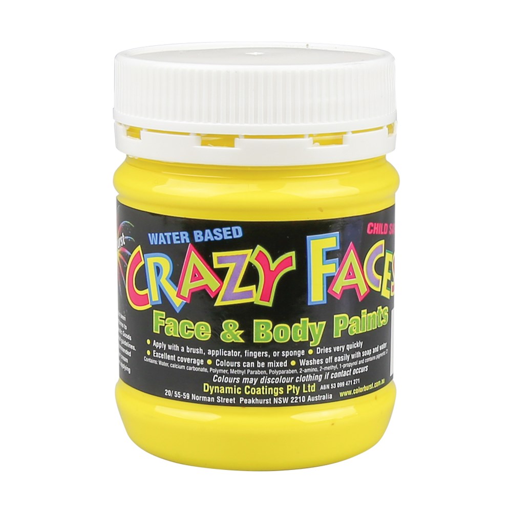 Crazy Faces Face & Body Paint Yellow 250ml Australia Day CleverPatch Art & Craft Supplies