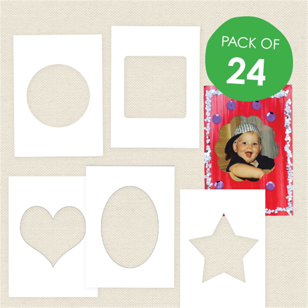 Cardboard Blank Picture Frames White Pack of 24 Paper Activities