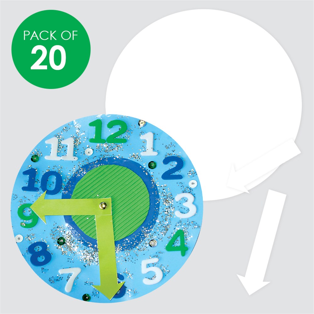 Cardboard Clocks White Pack of 20 Clock Making CleverPatch