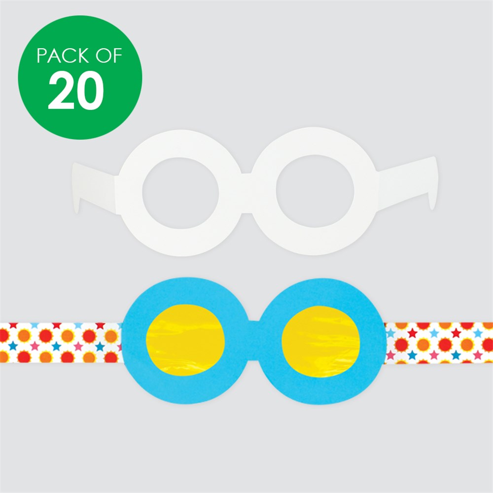 Cardboard Glasses White Pack of 20 Paper Activities CleverPatch
