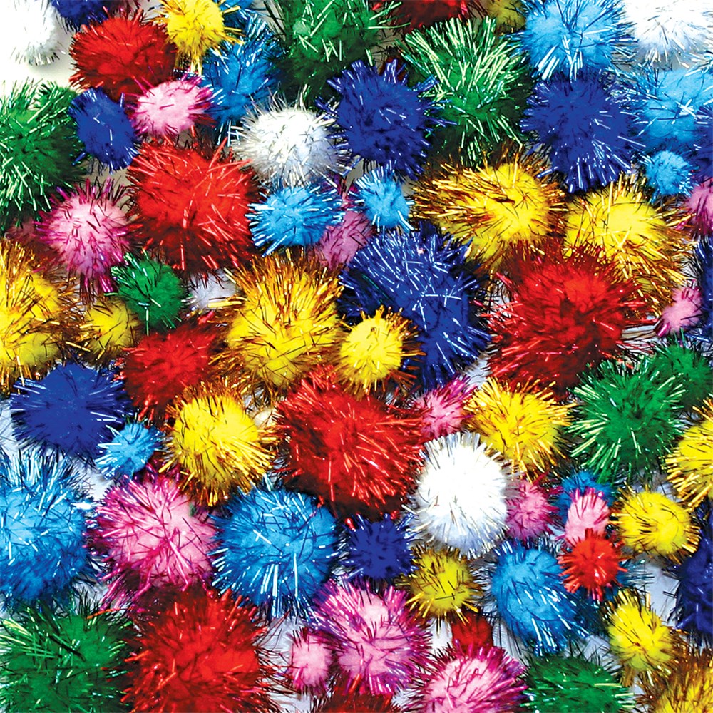 Pom Poms Glitter Pack of 100 Collage & Craft CleverPatch Art