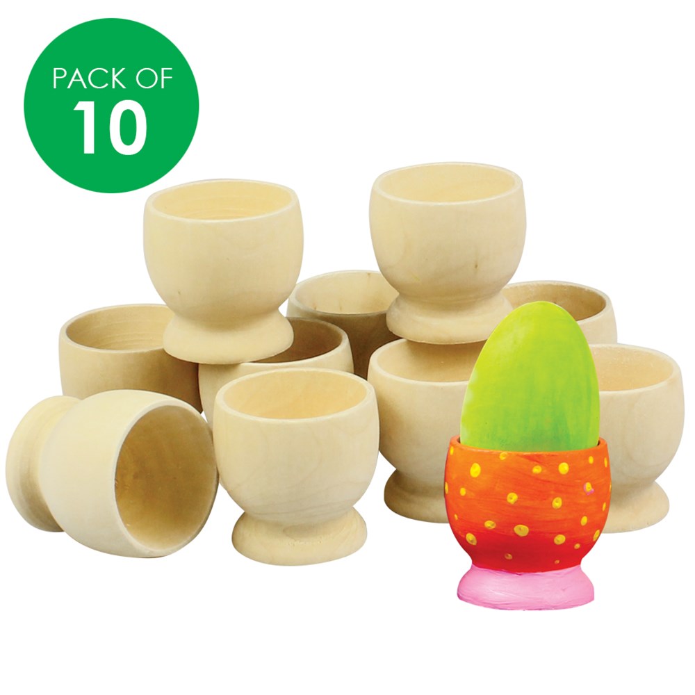 Egg Cups Wooden Pack of 10 Wood Craft CleverPatch Art & Craft