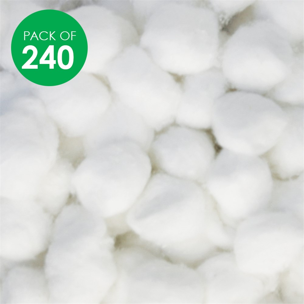 Cotton Balls White Pack of 240 General Collage CleverPatch