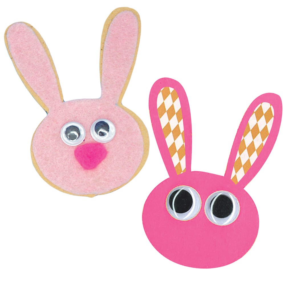 Wooden Bunny Face Shape Pack of 20 Wood Craft CleverPatch Art