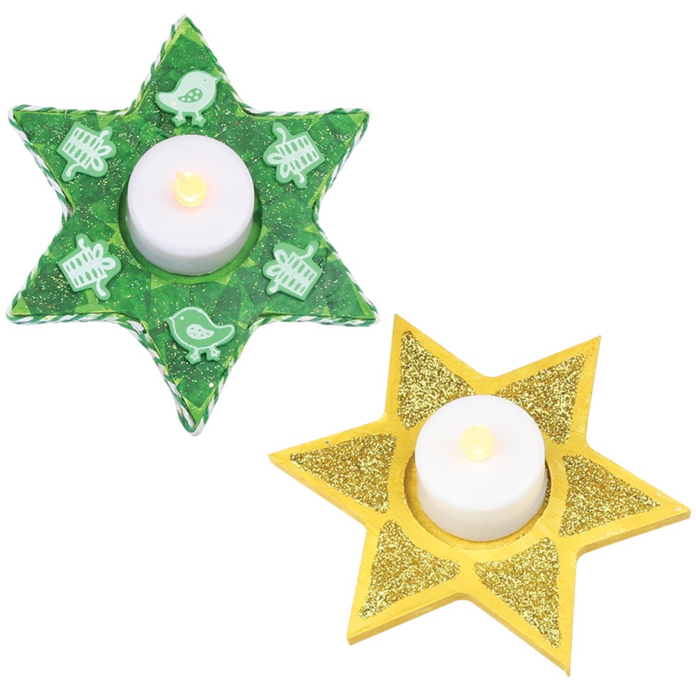 Wooden Candle Holders Star Pack of 10 Collage & Craft