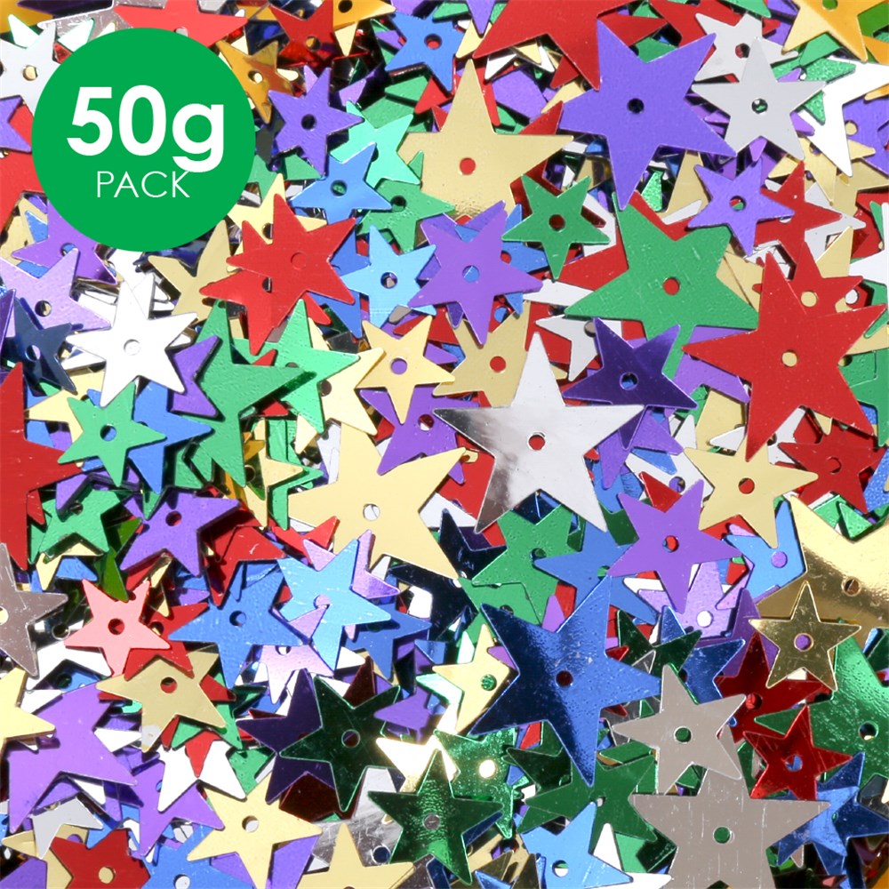 Star Sequins Assorted 50g Pack Collage & Craft CleverPatch
