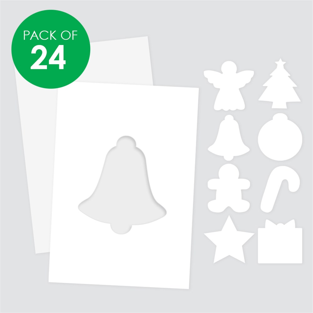 Cardboard Christmas Cutout Cards White Pack of 24 Paper