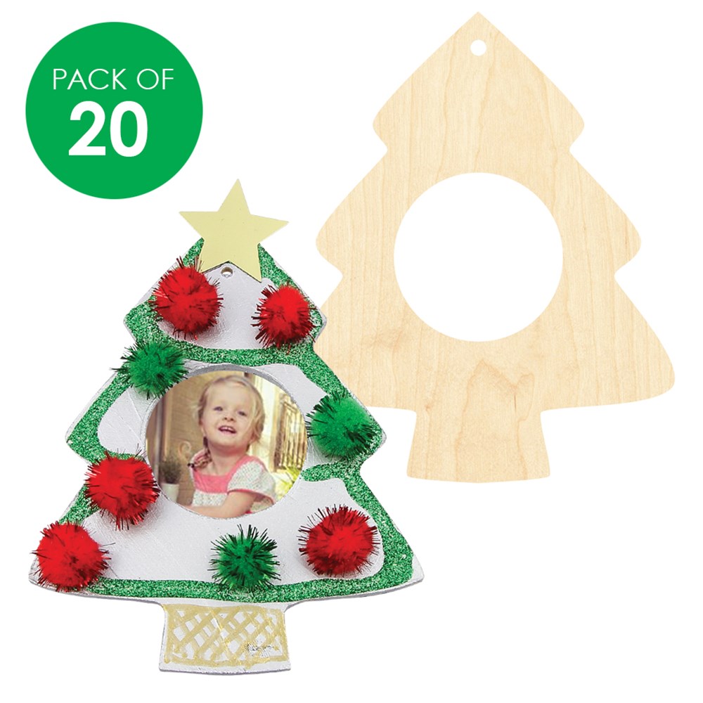 Wooden Christmas Tree Frames Pack of 20 Christmas Ornaments