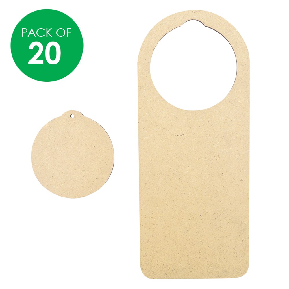 Wooden Door Hangers Pack of 20 Wooden Shapes CleverPatch Art
