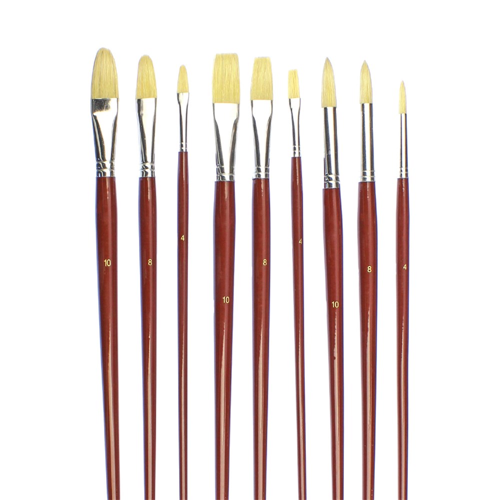 Oil Painting Brush Assortment Pack of 9 Paint Brushes & Effects