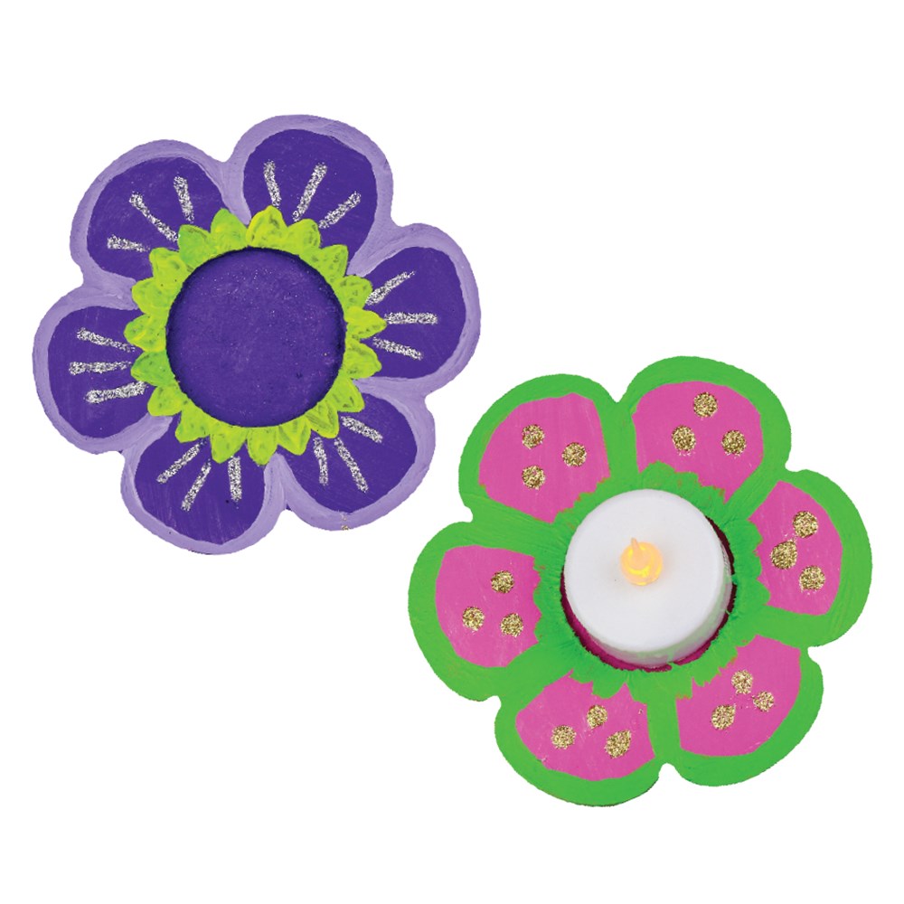 Wooden Candle Holders Flower Pack of 10 Wooden Shapes