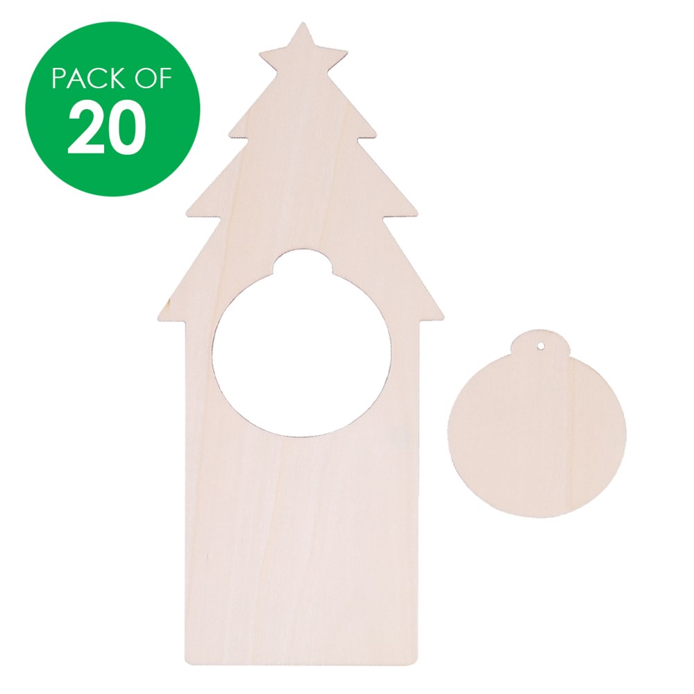 Wooden Christmas Tree Door Hangers Pack of 20 Wood Craft CleverPatch Art & Craft Supplies