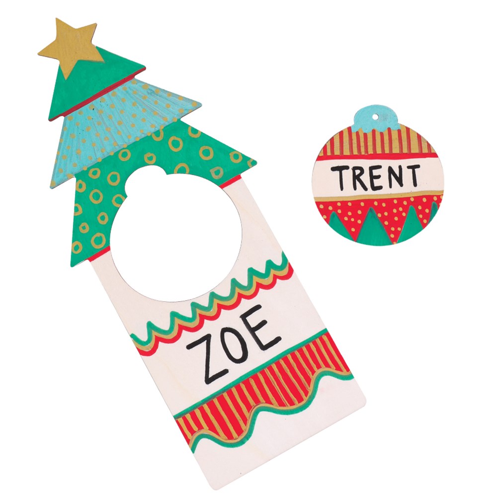 Wooden Christmas Tree Door Hangers Pack of 20 Wood Craft CleverPatch Art & Craft Supplies