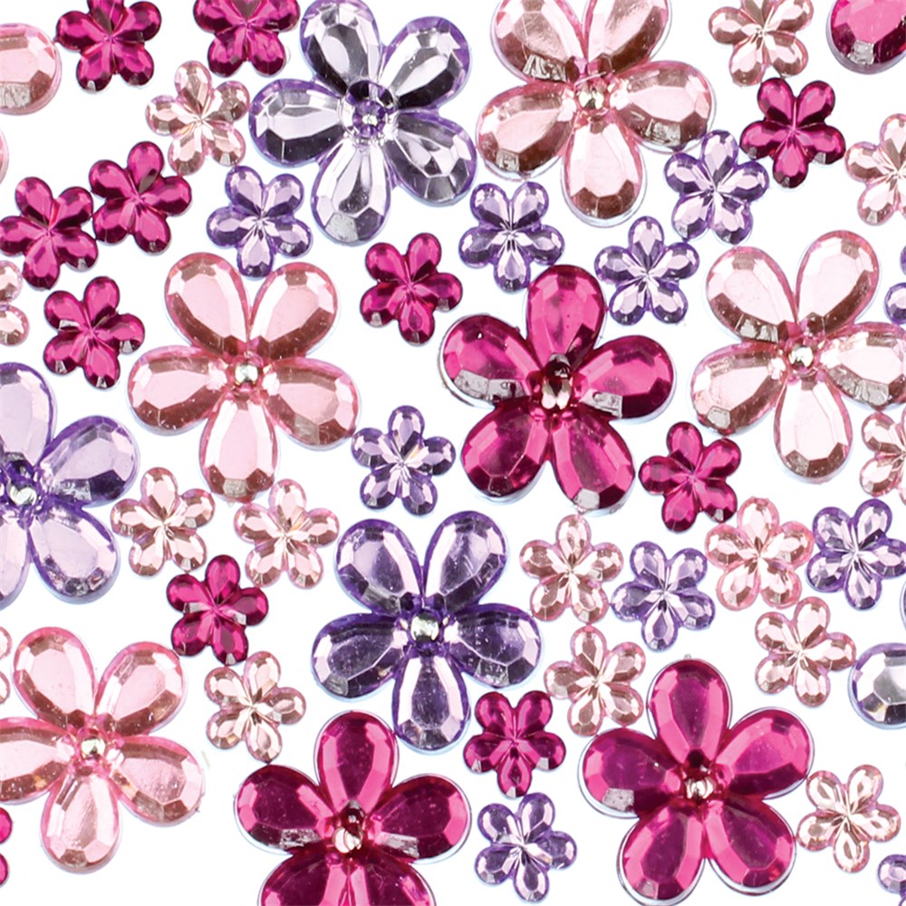 Pretty Flower Rhinestones Pack of 63 Sequins & Rhinestones