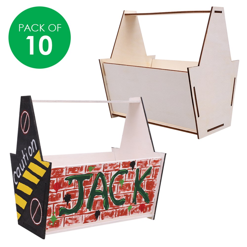 Wooden Tool Boxes Pack of 10 Wooden Craft CleverPatch Art