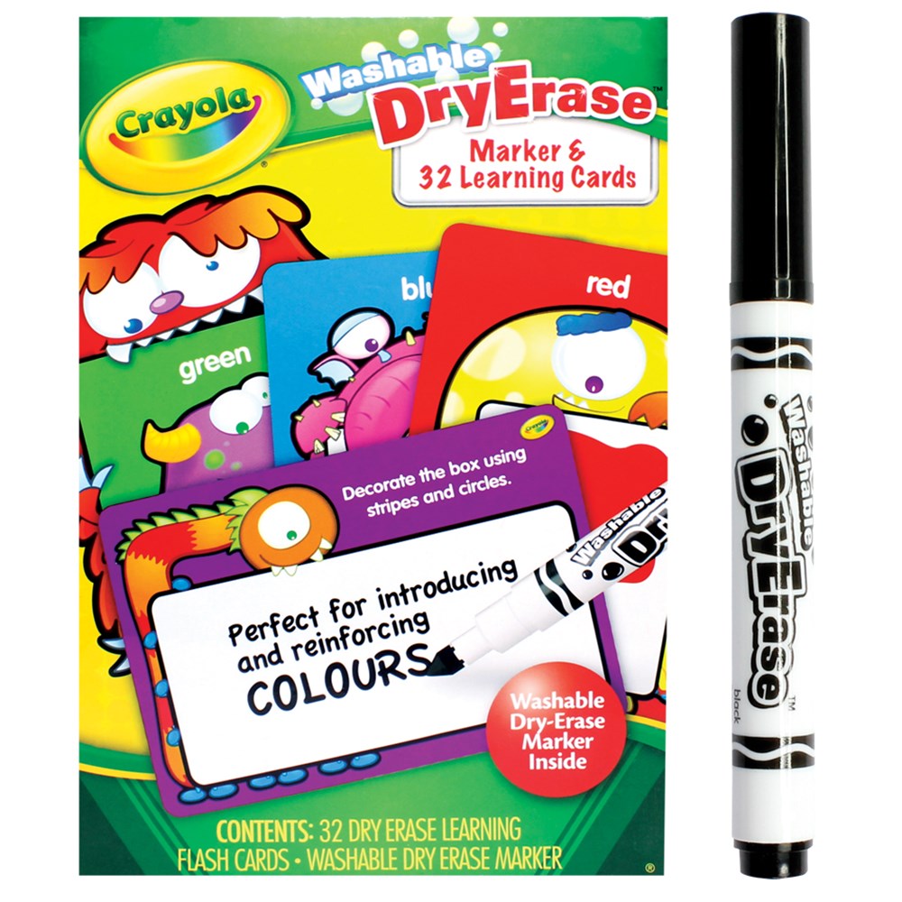 Crayola Colours Dry Erase Flash Cards Pack of 32 Books & Activity