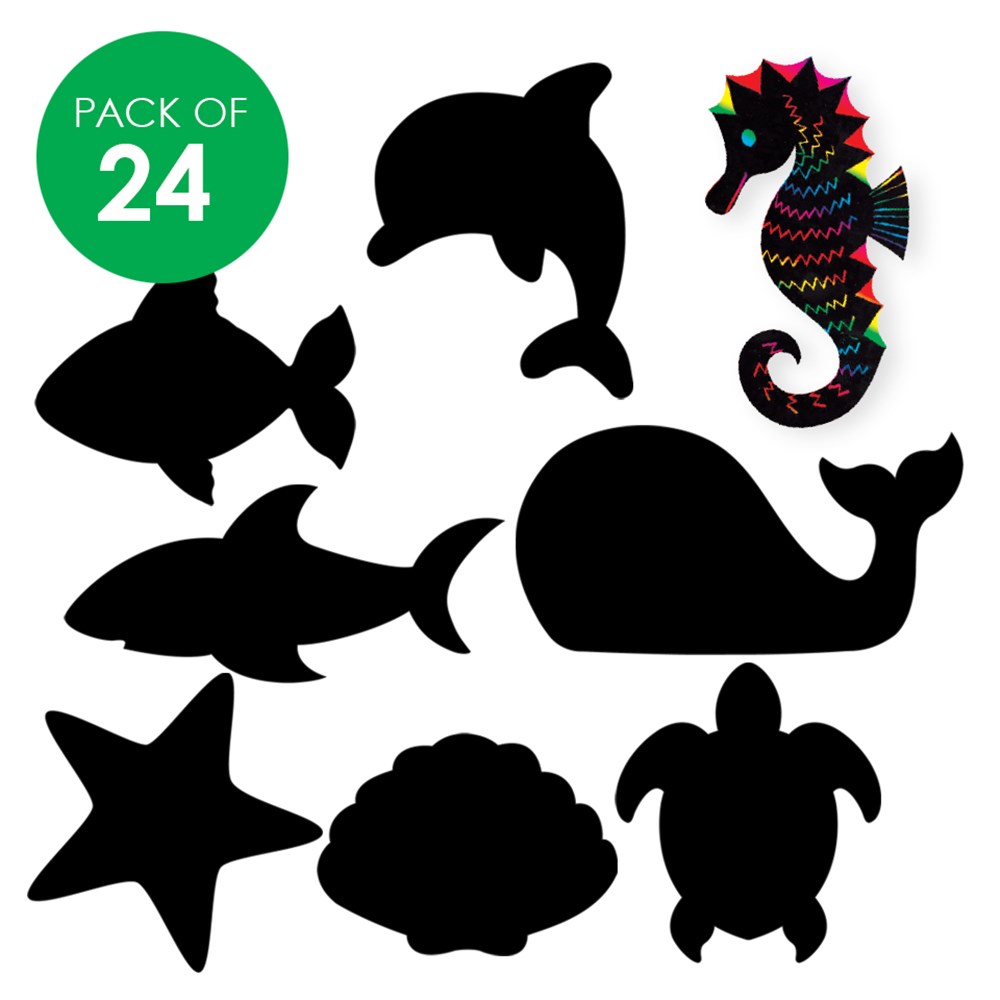 Scratch Board Sea Animals Pack of 24 Scratch Board CleverPatch
