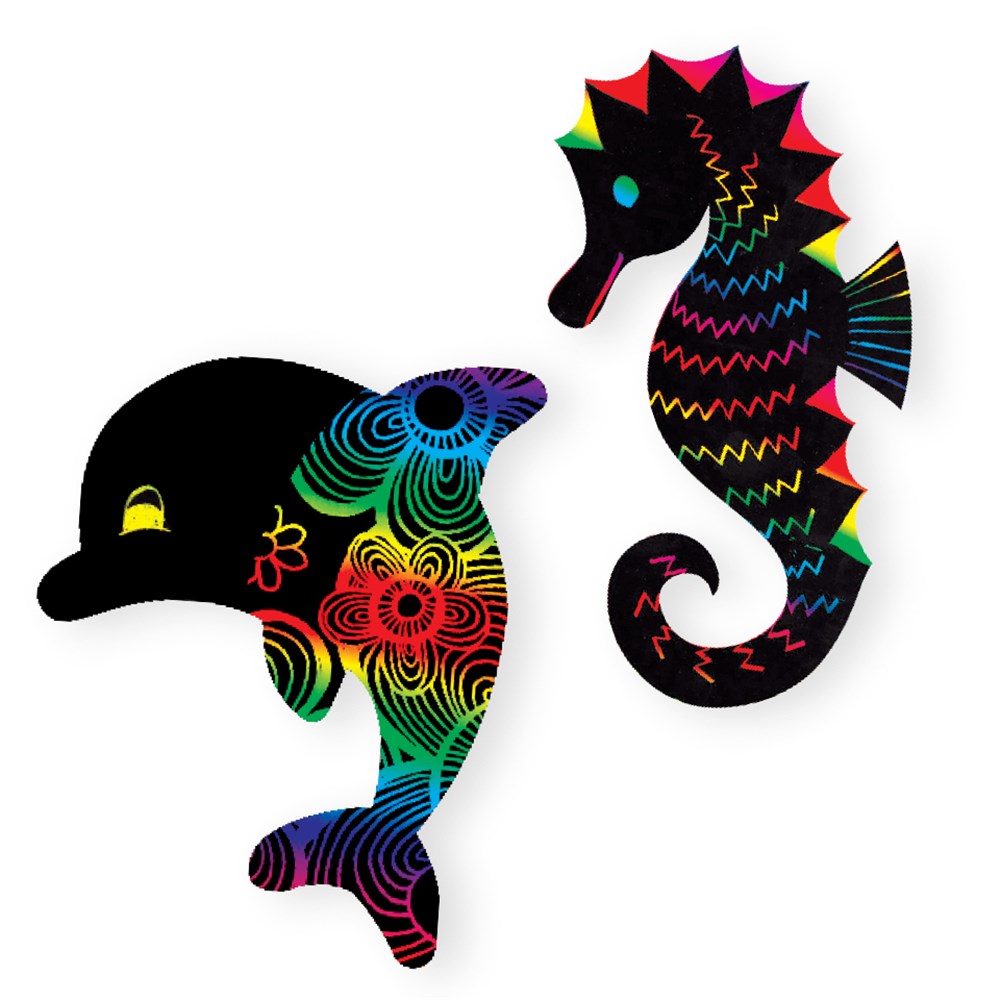 Scratch Board Sea Animals Pack of 24 Scratch Board CleverPatch