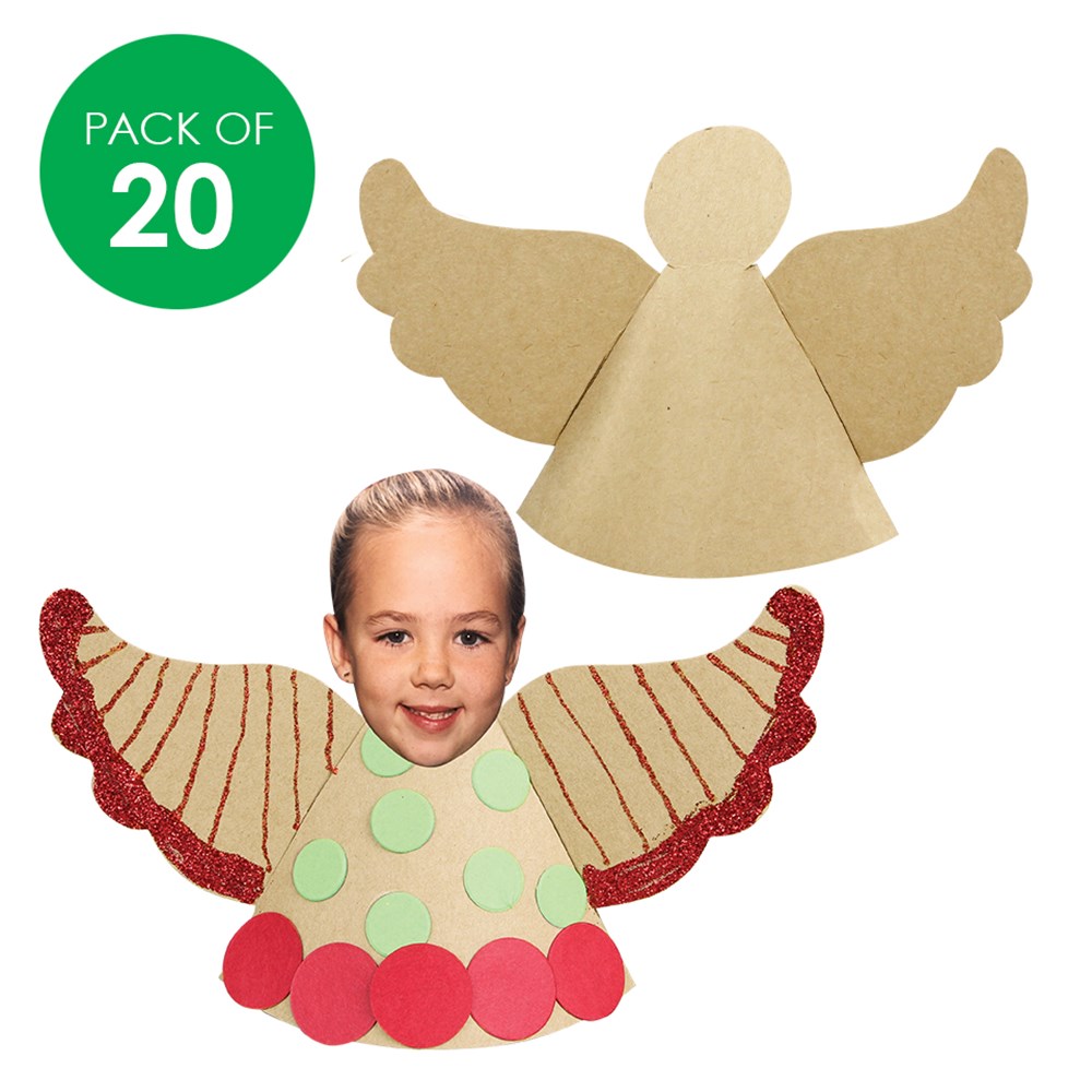 Cardboard Angel Tree Toppers Brown Pack of 20 Paper Activities