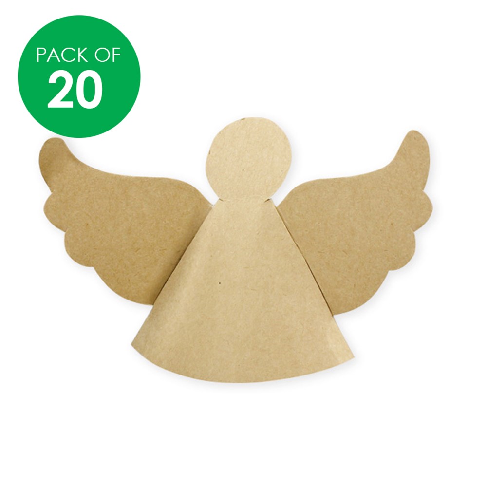 Cardboard Angel Tree Toppers Brown Pack of 20 Paper Activities