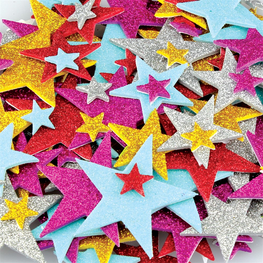 Foam Glitter Star Stickers Pack of 150 Foam CleverPatch Art