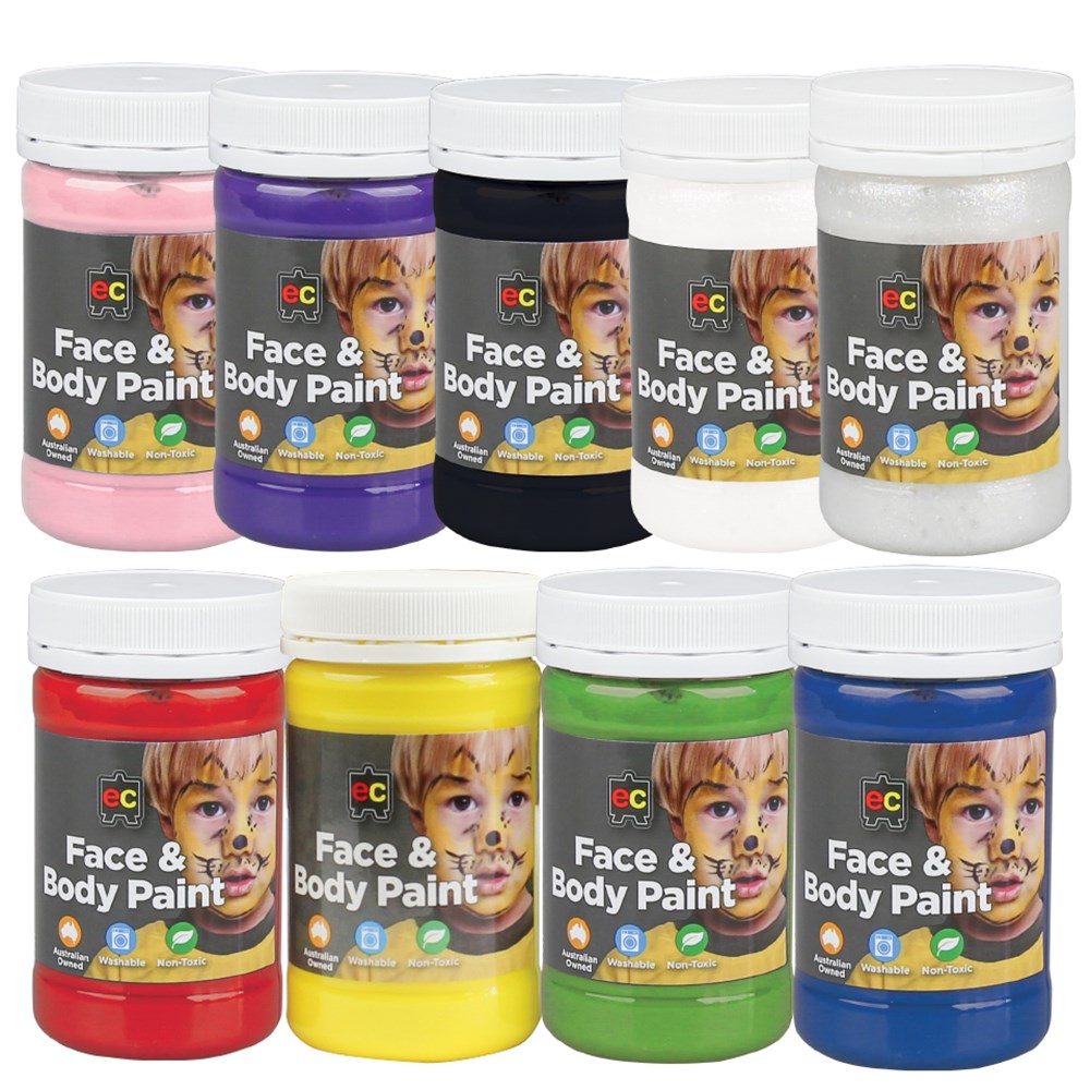 EC Face & Body Paint 175ml Set of 9 colours Face Paint CleverPatch Art & Craft Supplies