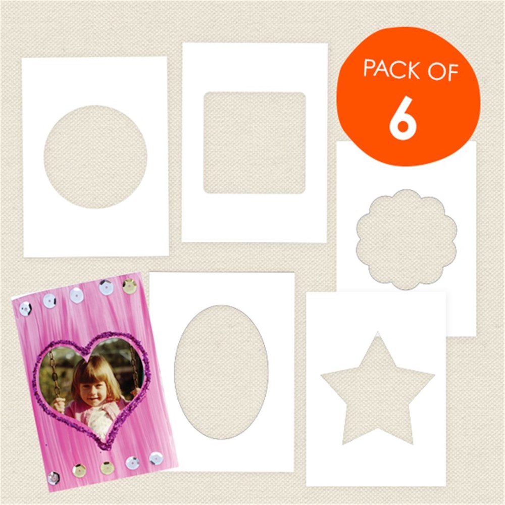 Cardboard Blank Picture Frames White Pack of 6 Paper Activities