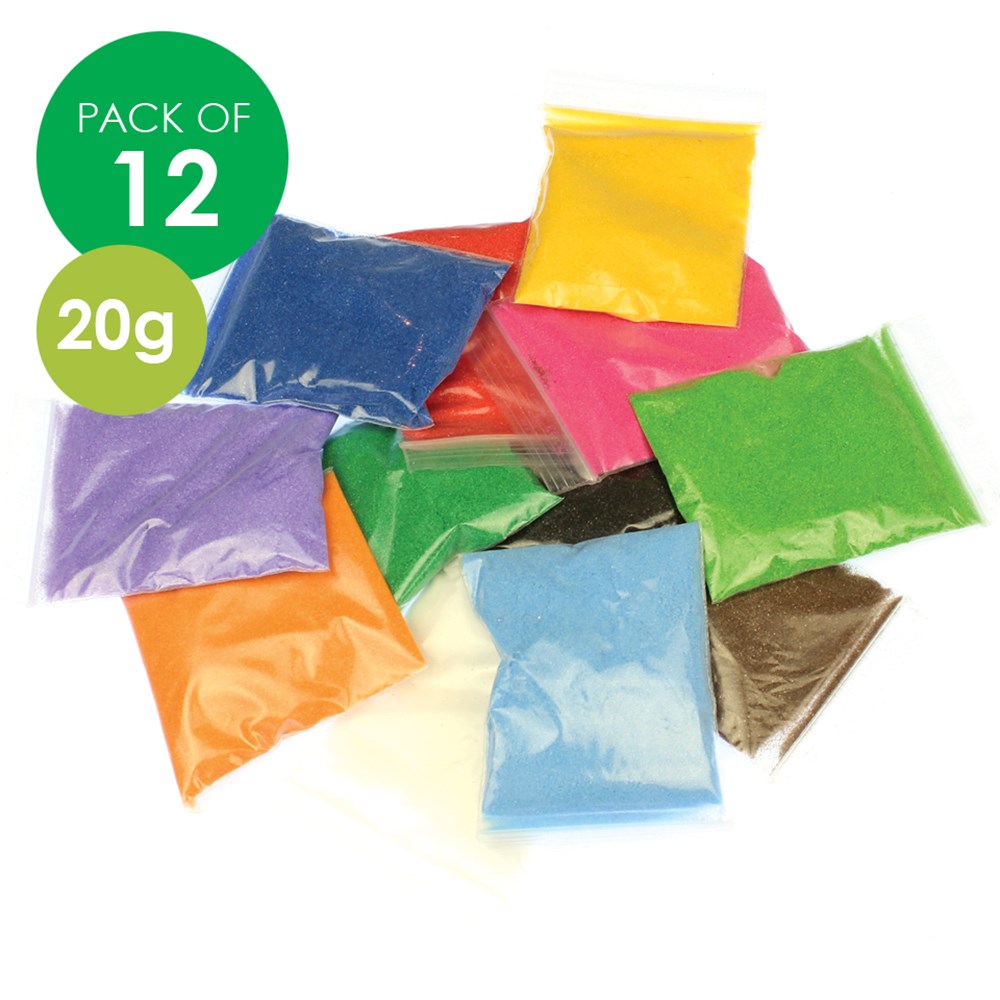 CleverPatch Coloured Sand 20g Sachets Pack of 12 Colours Sand