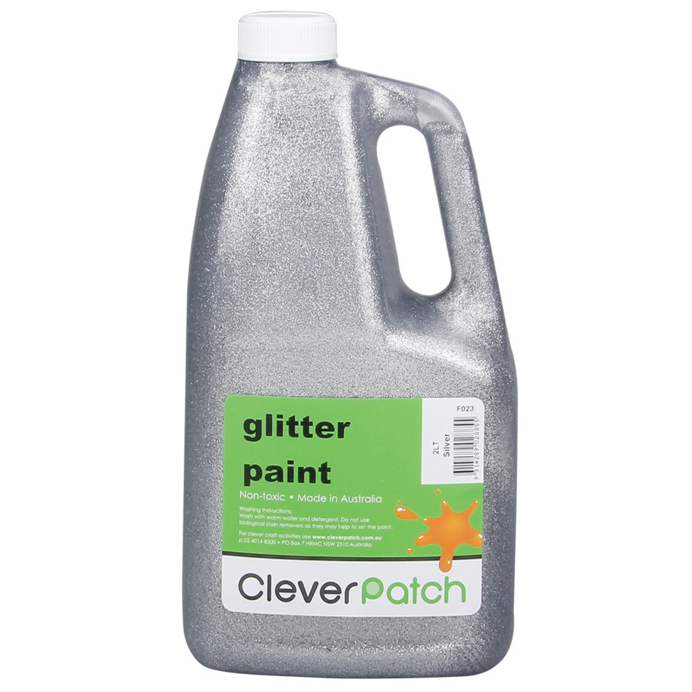 CleverPatch Glitter Paint Silver 2 Litre Glitter Paint