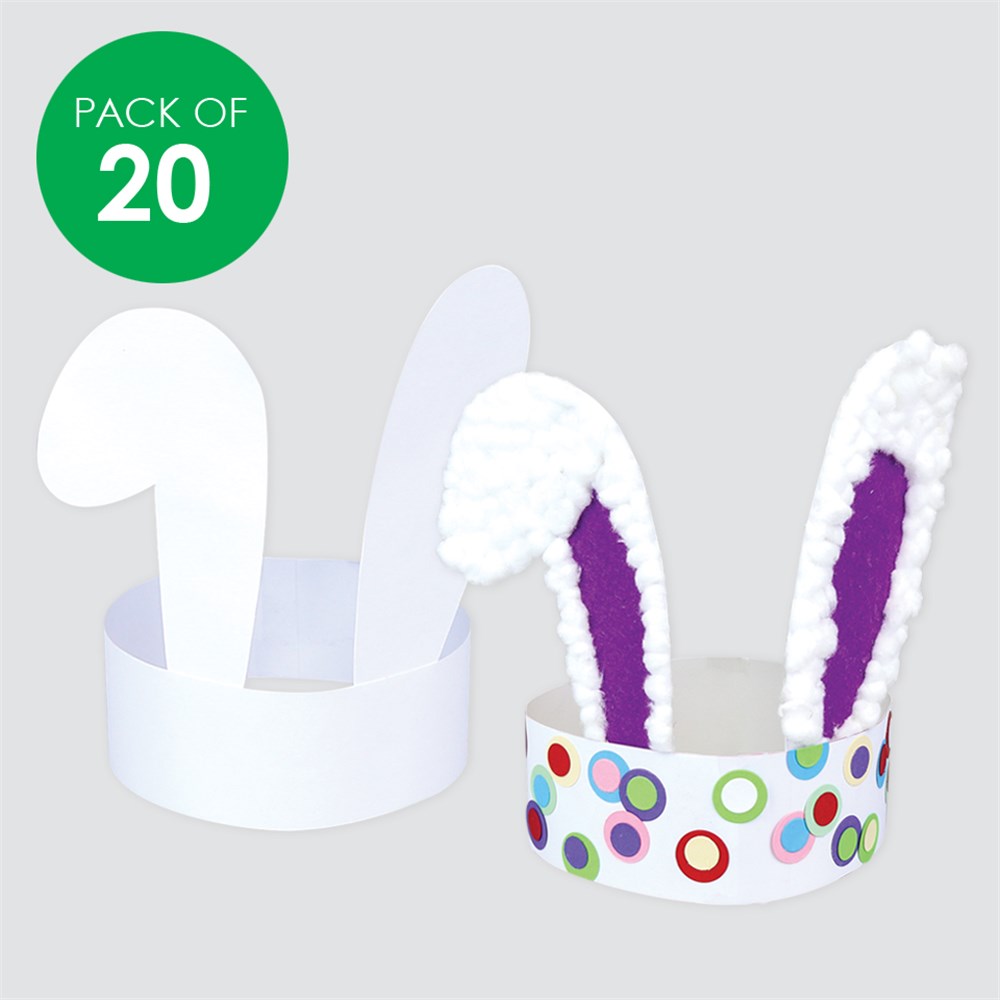 Cardboard Bunny Ears White Pack of 20 Paper Activities