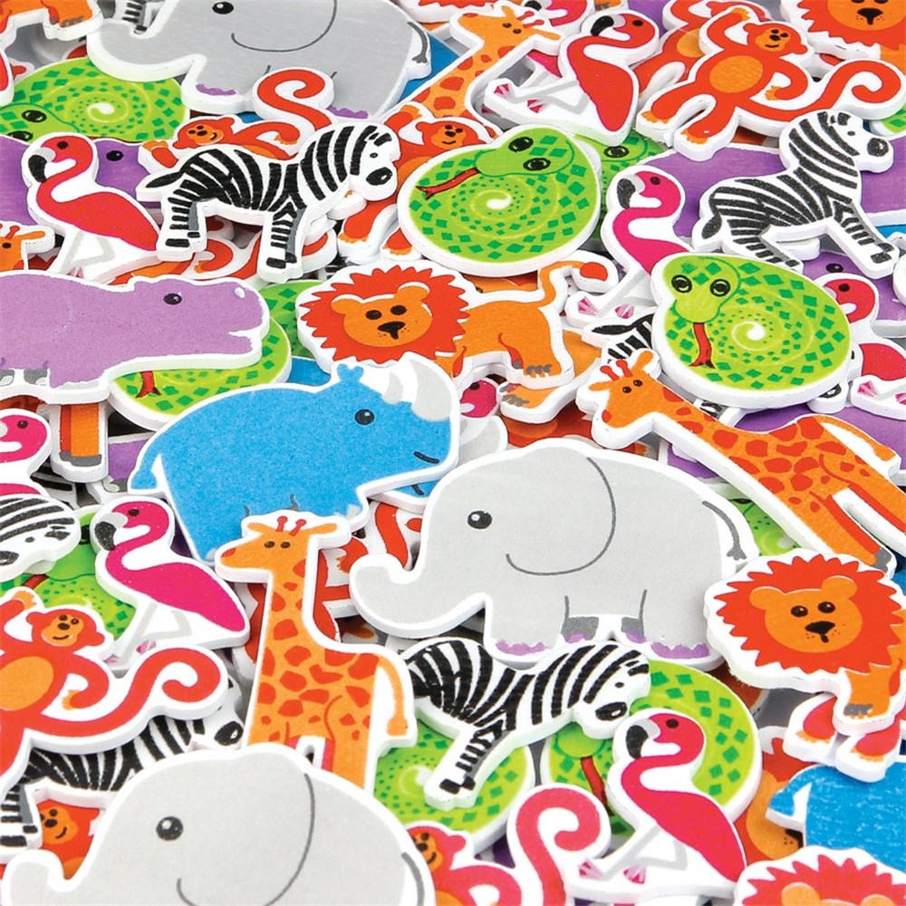 Foam Safari Stickers Pack of 120 Foam CleverPatch Art & Craft Supplies