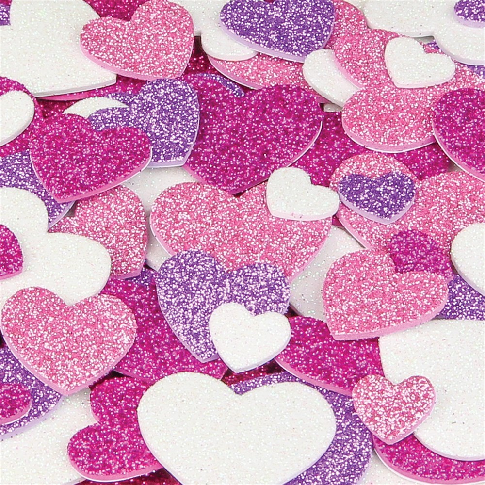 Foam Glitter Heart Stickers Pack of 120 Foam CleverPatch Art