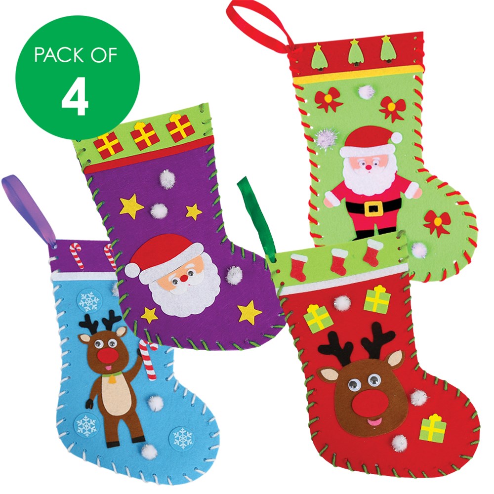 Felt Christmas Stocking Sewing Kit Pack of 4 Sewing & Textiles
