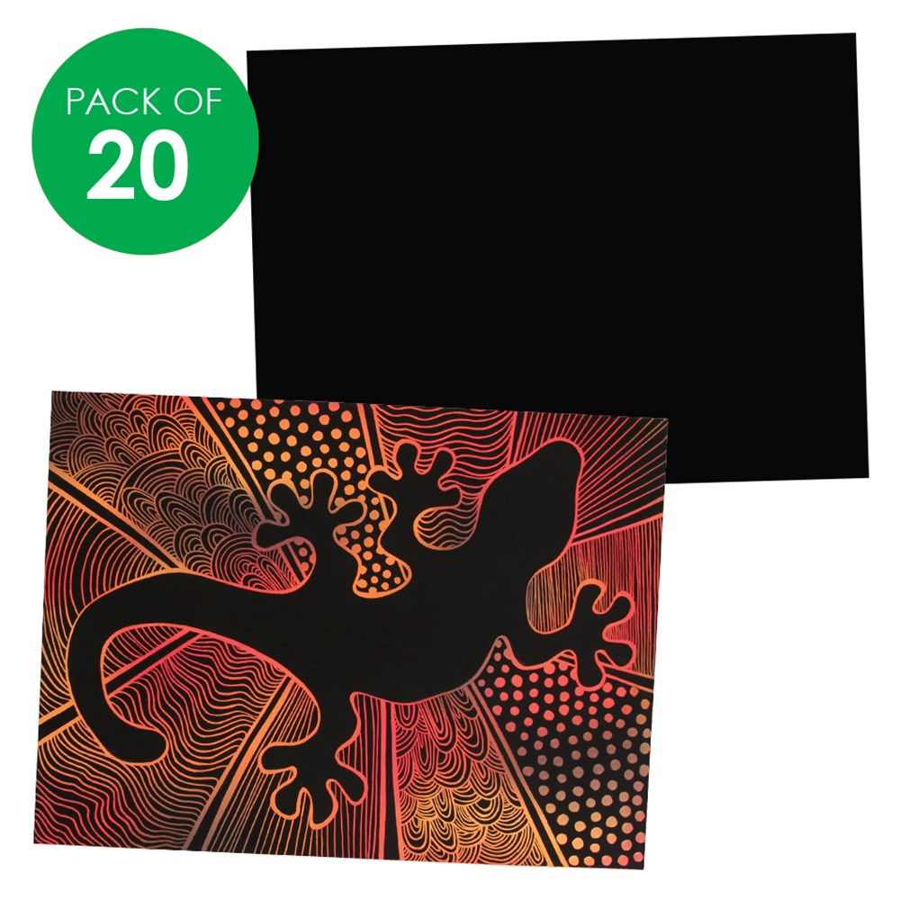 Scratch Board Sheets Indigenous Pack of 20 Scratch Board