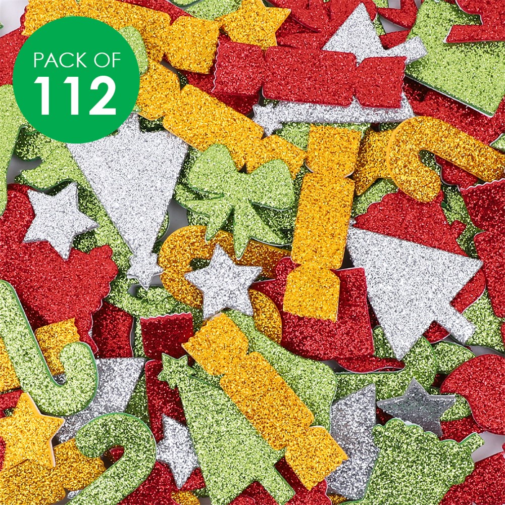 Foam Glitter Christmas Stickers Pack of 112 Foam CleverPatch
